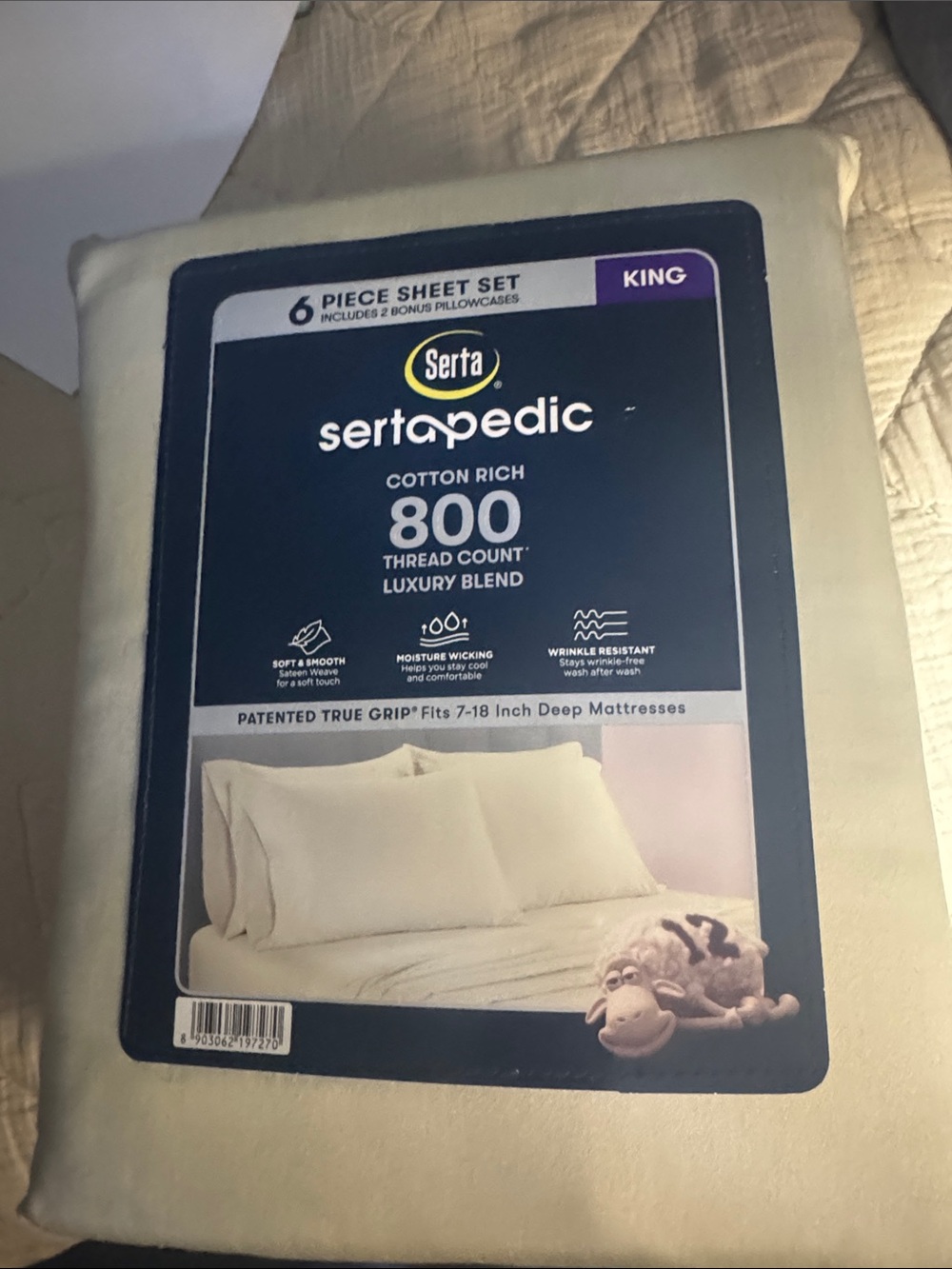 800-Thread Cotton Rich King Sheet Set in Cream